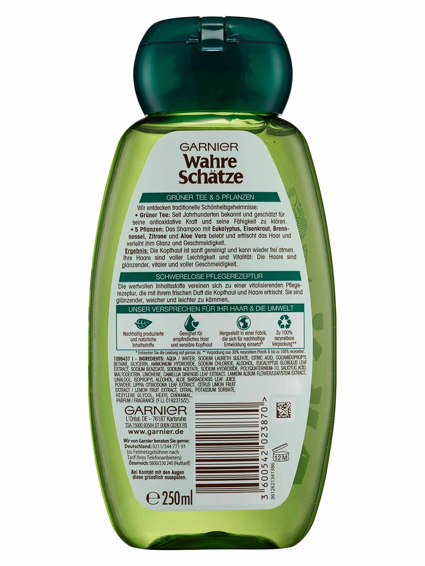 Shampoo-Wahre-Schaetze-Gruener-Tee-Fuenf-Pflanzen-250ml-Rueckseite-Garnier-Deutschland-gr